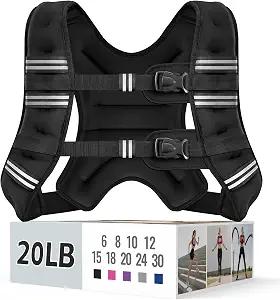 Weighted Vest 20LBS 
for Men Women
Reflective Stripe Adjustable Buckle, Comfortable Durable Rucking Vest for Walking Running Strength Training
