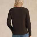 GRACE KARIN Women's Fall Knit Sweater Top, Long Sleeve Merino Wool Blend Pullover, Casual Crewneck Waffle Clothes 2025 (Brown, M)