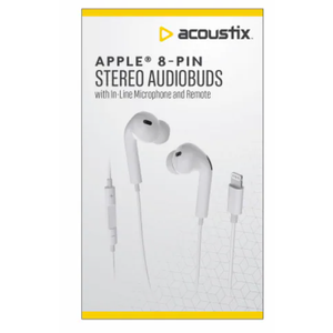 Acoustix Apple 8-pin Stereo Audiobuds With In-Line Microphone And Remote White