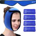 Face Ice Pack Wrap for TMJ, Wisdom Teeth, WORLD-BIO Jaw Wrap with 4 Reusable Hot Cold Therapy Gel Packs for Head, Chin, Oral and Facial Surgery, Pain Relief for Swelling, Injuries, Dental Implants