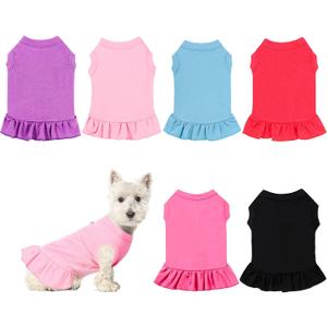 6 Pieces Dog Dresses Shirt Skirt Sleeveless Dress Breathable Pet Shirts with Ruffles Puppy Sundress Outfits for Dogs and Cats (S Size)