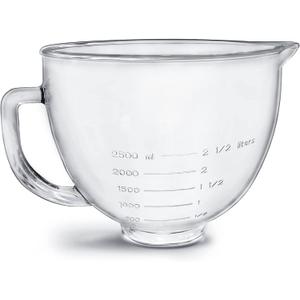 Tilt-Head Stand Mixer Glass Bowl, 5 QT,Compatible with Kitchenaid Artisan 5KSM125, 5KSM150, 5KSM175, 5KSM7580, KSM150, RRK150,K45, K45SS, KSM75, KSM90, KSM95,Classic without Lid