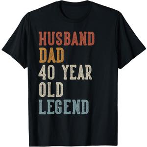 Husband Dad 40 Year Old Legend 40th Birthday T-Shirt (X-Large, Black)