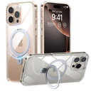 TORRAS Crystal Clear for iPhone 16 Pro Case Magnetic Stand,[Compatible with MagSafe][Flexible Stable Stand]MilGrade Protection Transparent Slim AntiYellowing AntiScratch Ring Kickstand 6.3", Ostand