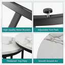 Smuxee White Nesting Coffee Table Set of 2, 23.6" Round Coffee Table Wood Grain Top with Adjustable Non-Slip Feet, Industrial End Table Side Tables for Living Room Bedroom Balcony Yard
