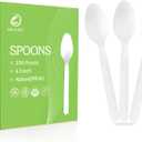Compostable Spoons [200 Pcs] CPLA Spoons Disposable BPI Certified BPA-Free, Heat Resistant, Durable Disposable Utensils Alternative to Plastic Silverware for Daily, Party & Camping