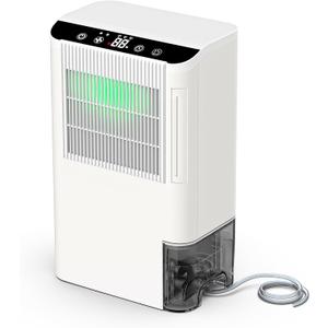 Dehumidifiers for Home, 2000 Sq.Ft Small Dehumidifier with 3.3ft Drain Hose, 2.5L Tank, Timer Sleep Mode, Portable Dehumidifier for Basement, Bedroom, Bathroom (Sweet White)