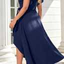 Talisea Women Navy Blue Plus Size Formal Dress High Low V Neck Maxi Wedding Guest Cocktail Party Long Dresses 2025 (20 Plus)