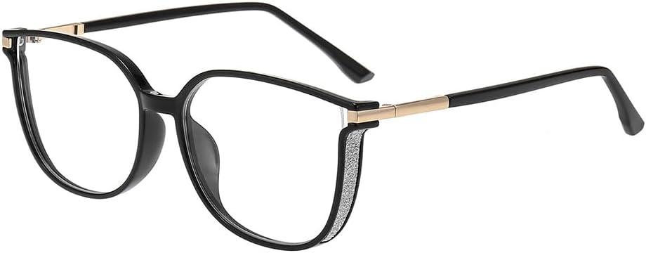 GUDVUE Oversized Blue Light Glasses, Computer Reading/Gaming/Phones Glasses, Anti Glare/UV400/Eye Strain, Large Square Frame (Black Gold)
