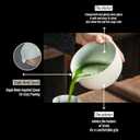 TEANAGOO Matcha Bowl with Spout, 2-PCS Ceramic Matcha Bowl and Whisk Holder (Chawan), 18 OZ/510ML White Bowl with Stand, Green Tea Traditional Ceremonial Accessories, Gift Set for Friend, Matcha Set