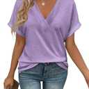 T Shirts Short Sleeve V Neck Tees Womens Tops Beach Vacation Fashion Clothes 2025 Casual Summer Spring Fall Outfits Small