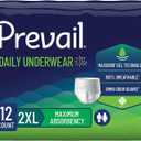Prevail Daily Protective Underwear - Unisex Adult Incontinence Underwear - Disposable Adult Diaper for Men & Women - Maximum Absorbency - XX-Large - 12 Count (Pack of 4)