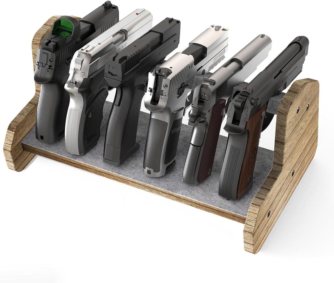 Gun Rack for Safe 6 Pistol Rack for Storage | Pistol Holder Organizer Accessories | Gun Holder with Carpeted Surface | Pistol Handgun Display | Gun Accessories for Man