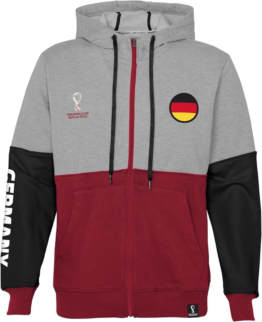 Outerstuff Men's FIFA World Cup Country Contrast Panel Fleece Hood (Large, Red-black-white)