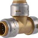 SharkBite Max 1/2 Inch Tee, Push to Connect Brass Plumbing Fitting, PEX Pipe, Copper, CPVC, PE-RT, HDPE, UR362A