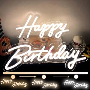 Happy Birthday Neon Sign - 3 Color Modes Happy Birthday Sign 17" - USB Happy Birthday Light Up Sign with Dimmable Switch - Happy Birthday LED Sign for Backdrop, Party, Celebration, Decoration (Warm, Warm White, White)