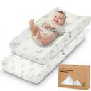 2-Pack Organic Changing Pad Covers for Girl, Boy, Neutral - 100% Cotton Changing Table Pad Cover, Soft Baby Nursery Diaper Changing Pad Sheets, Contour Changing Pads Liners, Change Pad Cover (Elly)