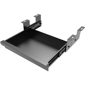 Beiyier Under Desk Sliding Drawer for Office Desk or Table, Pull-out Storage Organizer for Sit-Stand Workstation with High Crosspiece under Desktop (Black)