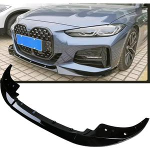 MUCO 3pcs Front Bumper Lip Spoiler Kit Compatible with BMW 4-Series G22 Coupe G23 Convertible with M Sport 2021 2022 2023 2024 Gloss Black M-Performance Front Bumper Lip Spoiler Lip Lower Bumper Body