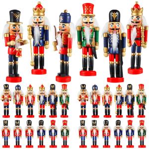 Aoriher 5 Pcs Christmas Nutcracker Ornament Small Wooden Soldier Hanging Decorations Nutcracker Figure Ornament for Christmas Figure Decoration