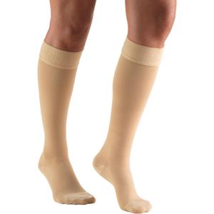 Truform 20-30 mmHg Compression Stockings for Men and Women, Knee High Length, Dot Top, Closed Toe, Beige, Large (Large (1 Pair))