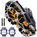 Walk Traction Cleats,24 Spikes Crampons for Shoes,Ready Ice Cleats - Unisex with Durable Alloy Teeth for Outdoor Activities, Climbing Mountaineering,Walking,Hiking (Medium, Navy Blue)