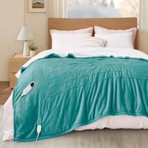Bedsure Electric Blanket Twin - Soft Flannel Heated Blanket Twin Size, GentleSoft Fast Heating with 10 Time Settings & 6 Heat Settings, Warm Gifts for Women Grandma (62x84 inches, Teal)
