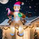 10ft Giant Gingerbread Man in Sitting Pose LED Lighted Christmas Inflatable Yard Decor Outdoor Blow up Christmas Decorations for Balcony, Chair, Tree Branch, Stairs- Indoor/Outdoor Xmas Decoration