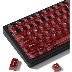 dagaladoo Red Clear keycaps,Transparent keycaps 60 75 100 Percent,Ceramic Jelly Key caps Set,Shine Through Key caps.,MDA Profile Keyboard Key Cap for Mx Switches Mechanical Keyboard