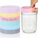Teenyyou 6 Pcs Silicone Wide Mouth Lids Mason Jar Lids Thickened Leak Proof Lid for 86 mm All Wide Mouth Mason Jars, Reusable Large Canning Jar Caps(Macaron)