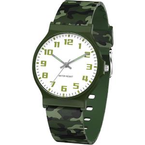 SOCICO Kids Analog Watch for Boys Girls Camouflage Sport Watches, 30M Waterproof, Rubber Band, Easy to Read for Child Teens Ages 5-15 Perfect for Gifts