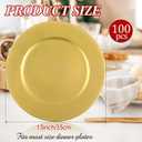 Jinei Charger Plates, 100Pcs Gold Plastic Reusable Dinner Charger Plates, 13'' Round Vintage Table Decoration, for Wedding, Party & Holiday, Approx. 13 Inches in Diameter