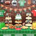 4 x Football Party Decorations Disposable Tablecloth - 2 Pack Plastic Table Covers with Touchdown Field and Football Design, for Birthday, Game Day, Tailgate and Big Game, 54 x 108 Inch