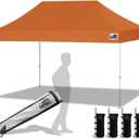 Eurmax USA 10x15ft Pop Up Canopy, Commercial Instant Tent for Outdoor Events, Patented No-Tip Rolling Storage Bag with 4 Sandbags,UV & Water Resistant,Heavy Duty Portable Shelter Gazebo,Pumpkin Orange