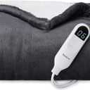 Heated Blanket Throw Blanket - Fast Heating Electric Blanket, Soft Flannel Heated Throw with 4 Time Settings, 6 Heating Settings, Warm Gifts for Grandma & Grandpa & Seniors (50“x60”, Grey)