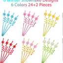 24 Reusable Snowflake Straws for Snowflake Winter Party Supplies Favors Wonderland Frozen Birthday - Christmas Gift with 2 Cleaning Brushes