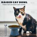 Extra Wide 6.1" Ceramic Raised Cat Food Bowl, Shallow Elevated Pet Feeder for Food Feeding, Anti Vomiting Whisker Fatigue Bowls for Cat Puppy, Blue