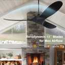60 inch Black Outdoor Ceiling Fan for Patios without Lights Damp Rated, Large Airflow Smart Ceiling Fan with Alexa/Remote/App Control, Outdoor Wood DC Fan No Light for Commercial Indoor Exterior Porch