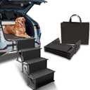 Dog Stairs for Large Dogs - Extra Wide Dog Steps for Car Big Size, SUV & Trucks - Glow in The Dark Marking - Foldable Dog ramp for Car - Non-Slip Surface - Dog ramps for Large Dogs - 4 Steps