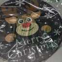 CHDITB Merry Christmas Sign,Reindeer Welcome Wood Sign, Farmhouse Round Xmas Wooden Sign,Funny Winter Wooden Door Hanger Decorative,Funny Holidays Deer Face Wooden Front Door Hanger