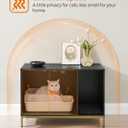 Feandrea Cat Litter Box Enclosure, Hidden Litter Box Furniture with Scratch Pad, Front Entry, Double Cabinet Doors, Modern Style, 31.5" Cat House Washroom Side End Table, Black and Gold