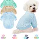 POMIU Dog Sweater, Dog Sweaters for Small Medium Dogs or Cat, Warm Soft Flannel Pet Clothes for Dogs Girl or Boy, Dog Shirt Coat Jacket (Ice Blue+Light Coffee+Teal, XX-Large)