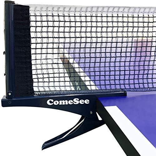 Comesee Kioos Collapsible Table Tennis Net Professional Steel Ping pong Net Clip Grip Mesh Training Competition Portable Tension Adjustable Post (Navy)