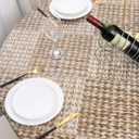 Pioggia Oval Vinyl Fitted Tablecloth with Flannel Backing Elastic Table Cloth Waterproof Oil-Proof Plastic Table Cover Best for Up to 48" x 68"