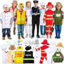 Vicenpal 8 Sets Pretend Play Kids Costumes Set Christmas Gifts Washable Chef Construction Policeman Fireman Doctor Astronaut Costumes for Boys Toddler Girls Kids