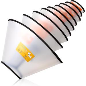 Paterr 9 Pcs Soft Dog Cone Collar Adjustable Protective for Pet Flexible Plastic Cone for Dog After Surgery Recovery E Collar for Wound Healing Small Medium Large(Black Border)