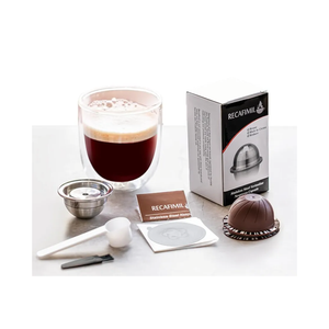 Ve‘rtuo.line Refillable Coffee Capsule Reusable Pod Compatible for Ne-spreso V-ertuoPlus, Stainless Steel Reusable Coffee Capsules Pods (2.4 oz)