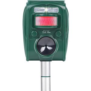 Lulu Home Ultrasonic Animal Repeller, Outdoor Weatherproof Solar Powered Rodent Repeller with Motion Activated Flashing LED Light, Repel Dogs, Cat, Squirrels, Raccoon, Rabbit, Fox & More