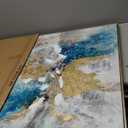 Abstract Canvas Framed Wall Art: Marble Abstract Heavy Texture Pictures Minimalist Painting with Gold Foil for Bedroom (40''W x 30''H, Multiple Sizes) (blue green framed)