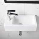 Corner Bathroom Sink Wall Mount-Bokaiya 18 Inch Small Bathroom Sink with Faucet Combo Rectangle White Porcelain Ceramic Vanity Sink, Left Hand, 18" L x 9.8" W